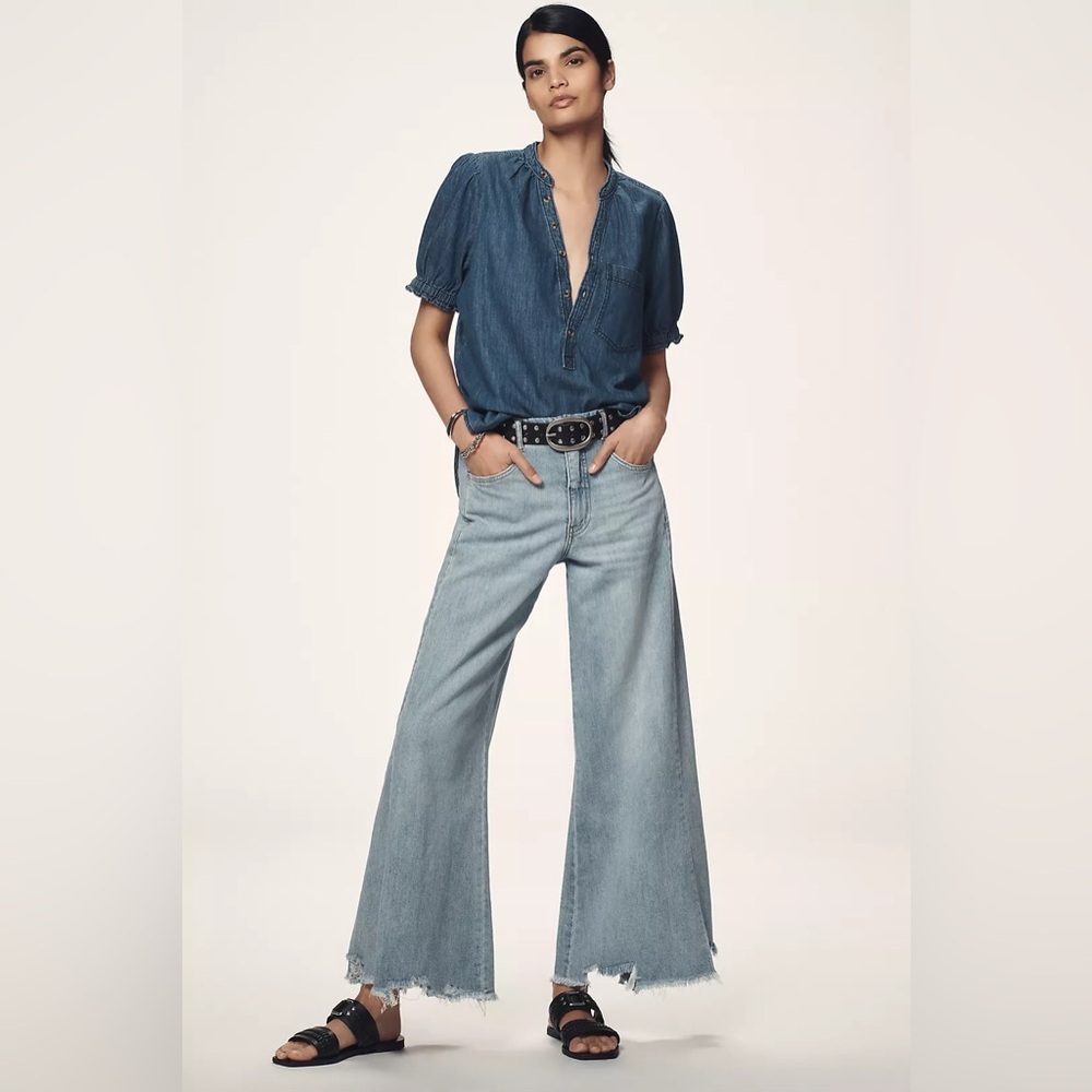 Pilcro Indigo Denim Henley Blouse - Picture 3 of 16